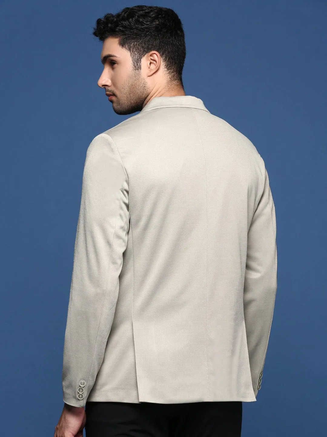 Men's Sea Green Notched Lapel Slim Fit Single Breasted Cotton Blazers RubberizedTrim Soft Weather Wear