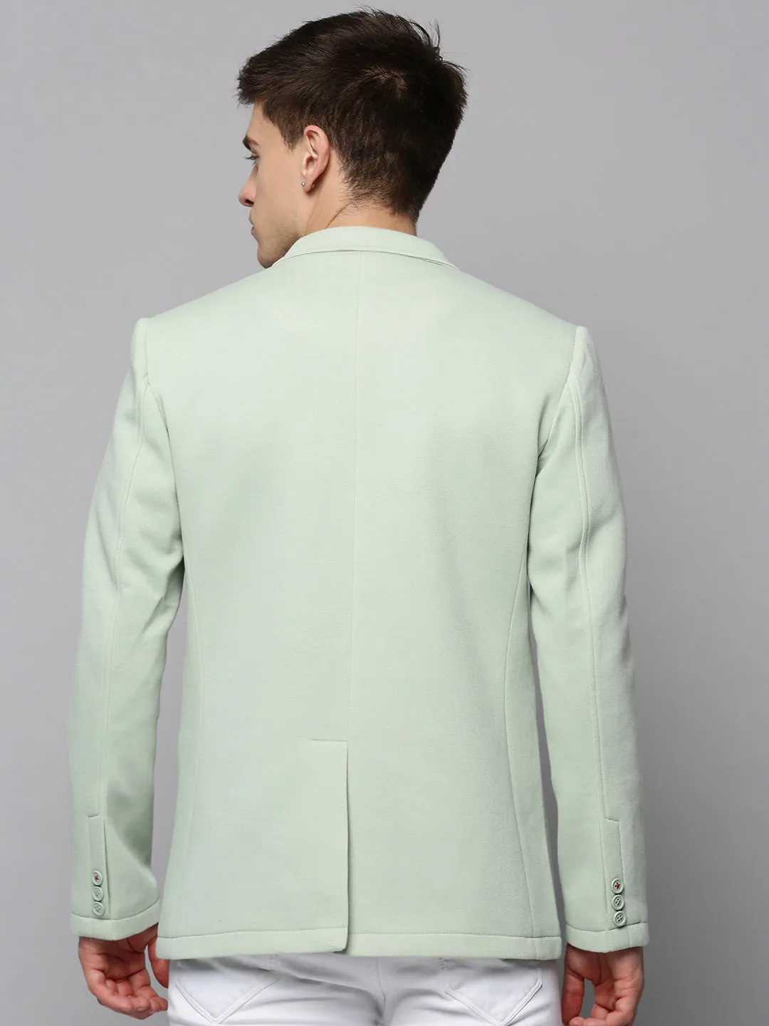Men's Sea Green Single-Breasted Blazers Hypoallergenic fabric