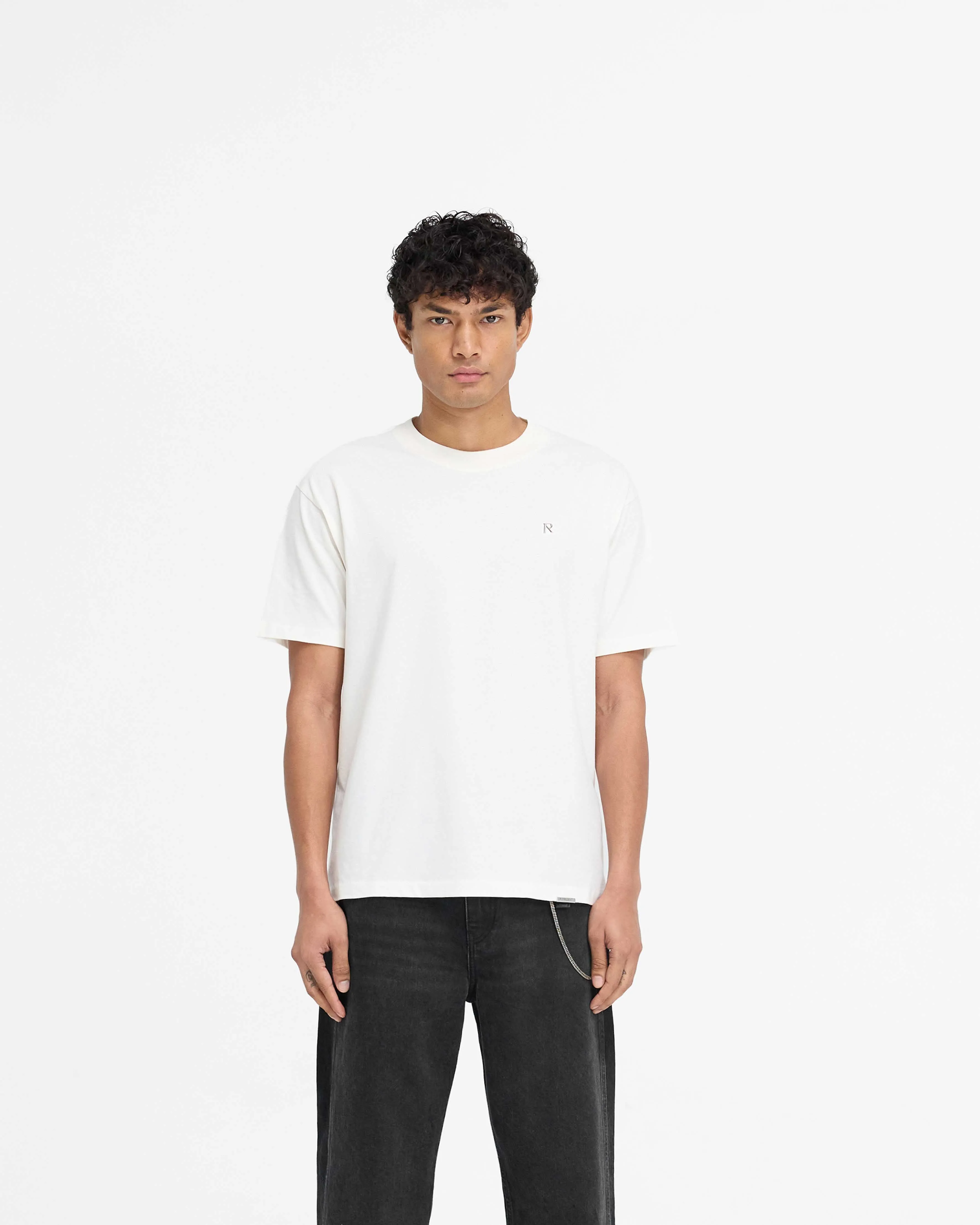Metal Initial R T-Shirt - Flat White Beachwear