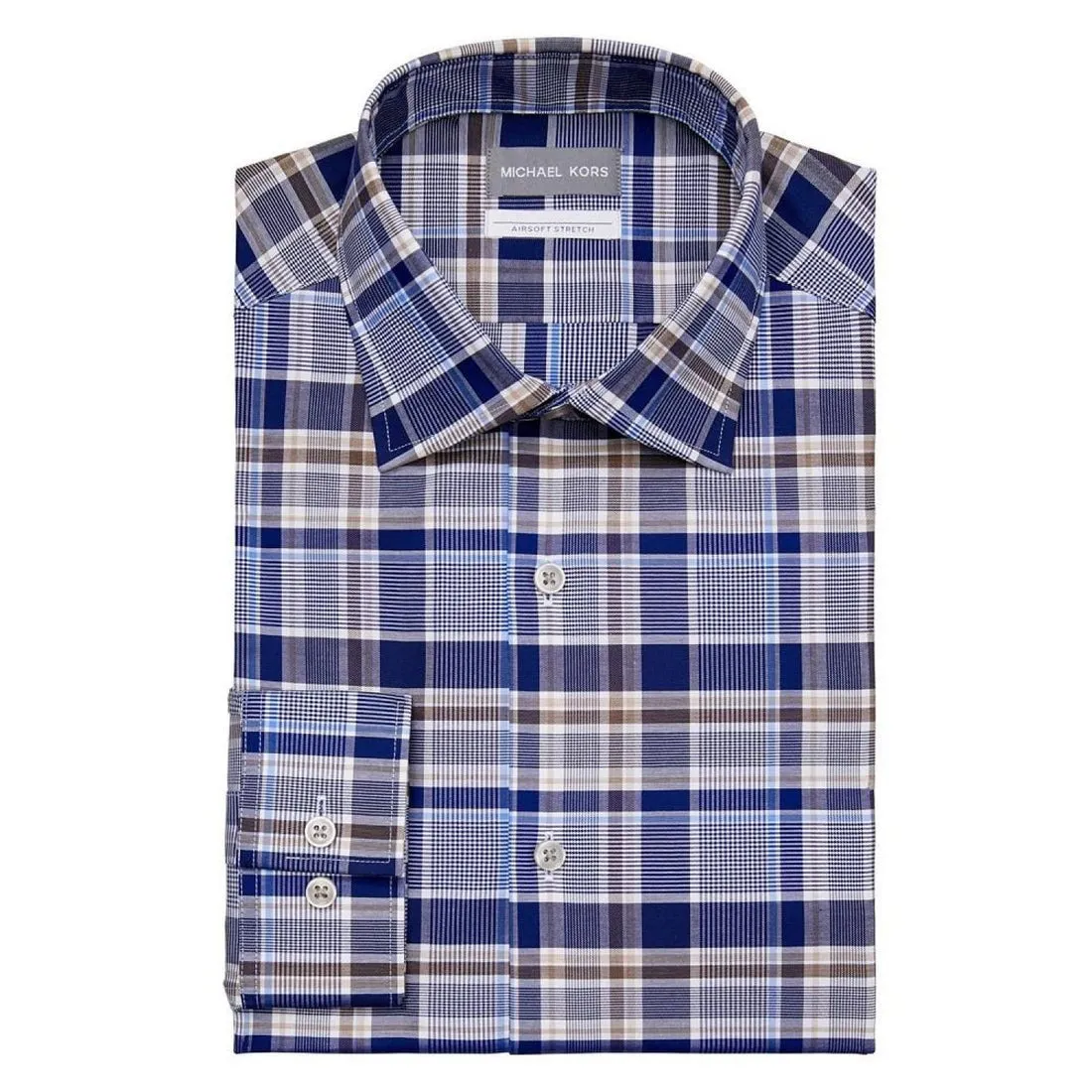 Eco-Friendly Choice Trendy Wear Michael Kors Dress Shirt Men's  Brown Multi Button Up Collared FTS242