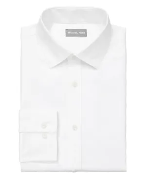 Work Appropriate Michael Kors Dress Shirt Mens   White Cotton Linen Slim Fit FTS240
