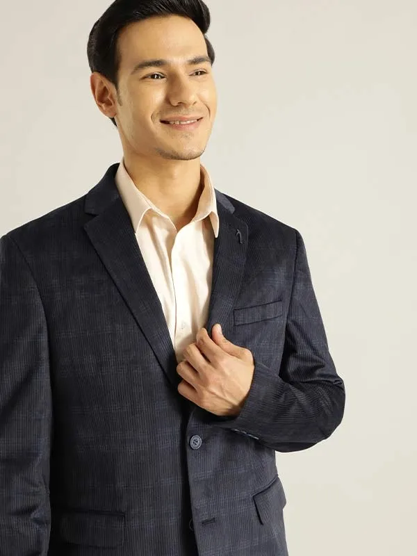 Vegan Fabric WaterResistant Coating Constructed Checked Casual Blazer