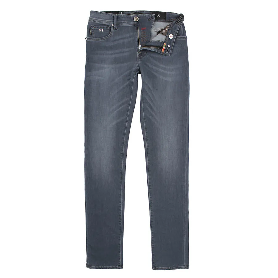 Double Layered Knees Tramarossa - Leonardo Slim SOI21 Jeans in Grey Wash