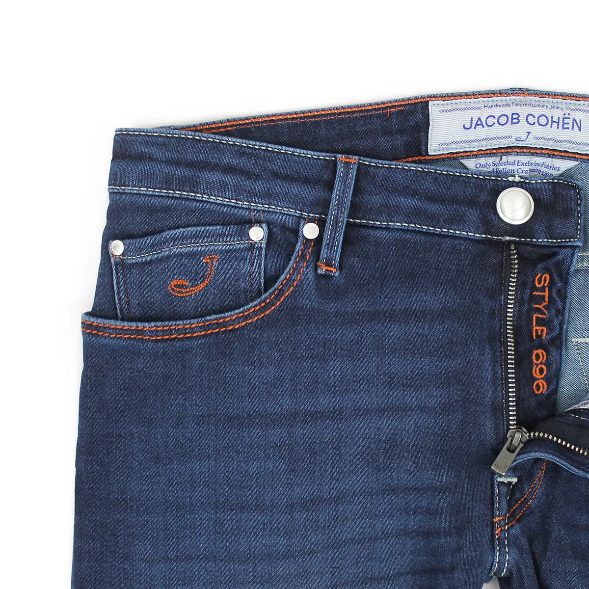 Stone Wash Finish Style Combo Jacob Cohen - J696 Comf Orange Badge Jeans in Dark Wash