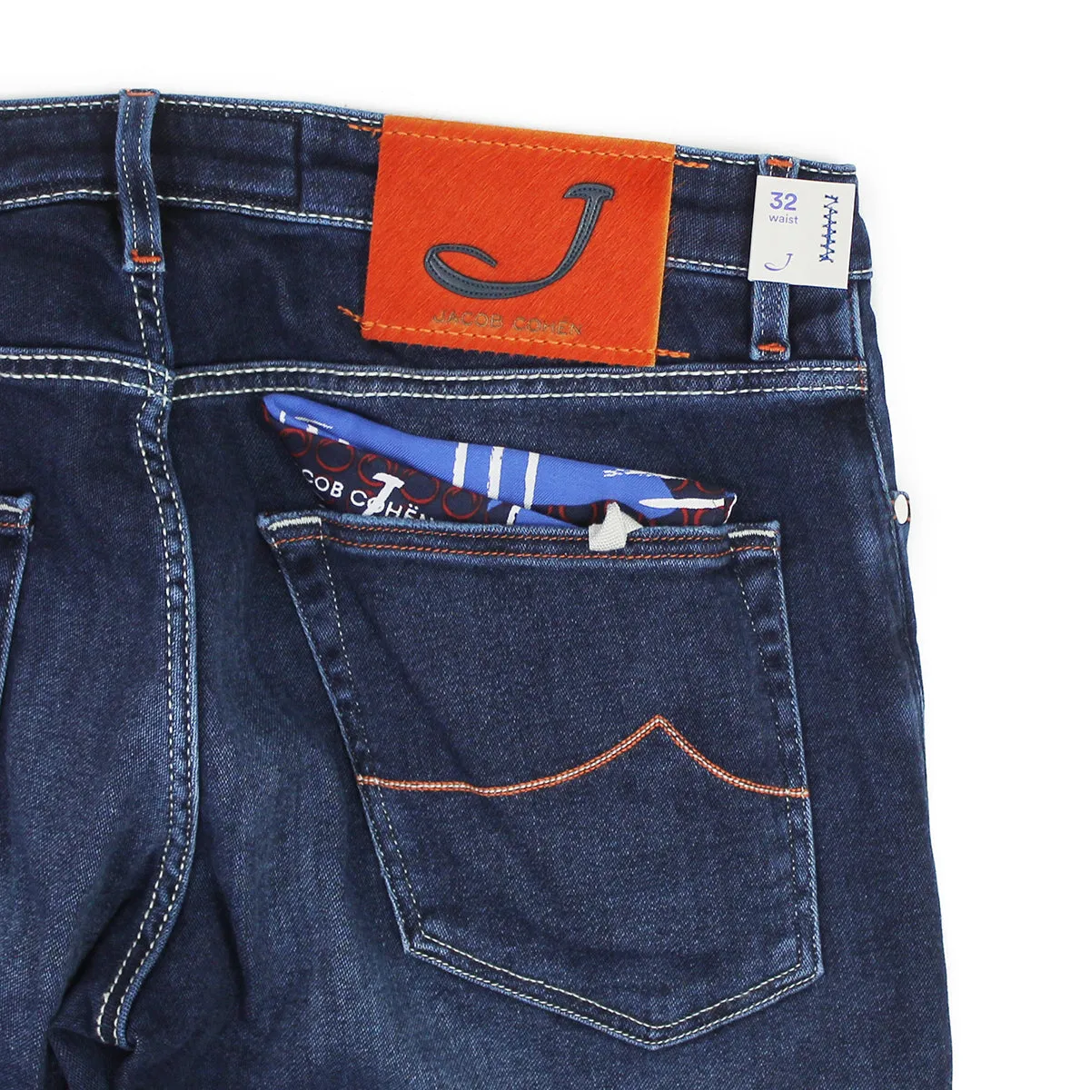 Eco Certified Textile Standards Office Casual Jacob Cohen - J696 Comf Orange Badge Jeans in Dark Wash