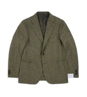 Chill Weather Multi Layer Construction Caruso Aida Soft Shetland Wool Tweed Jacket: Loden