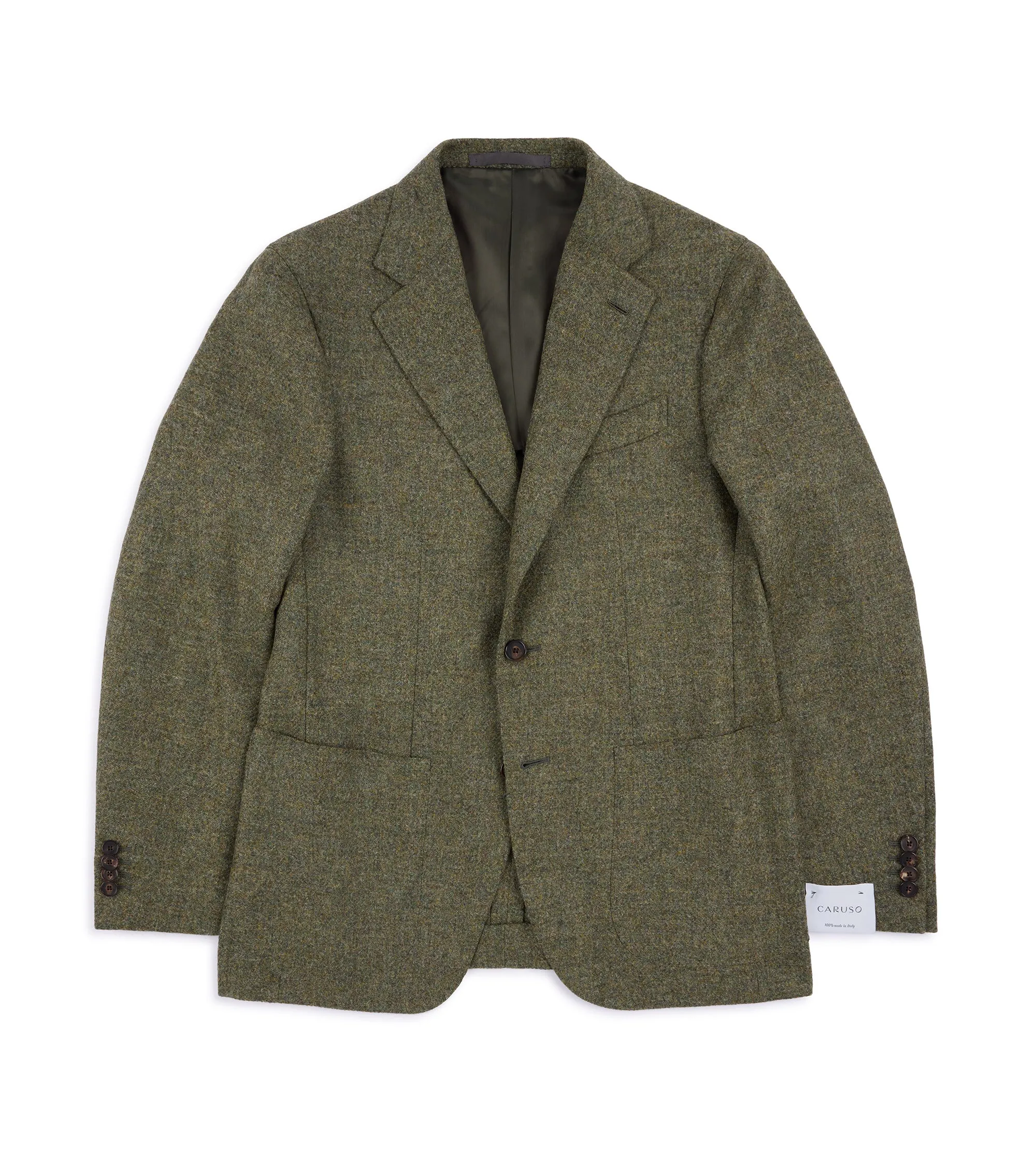 Chill Weather Multi Layer Construction Caruso Aida Soft Shetland Wool Tweed Jacket: Loden