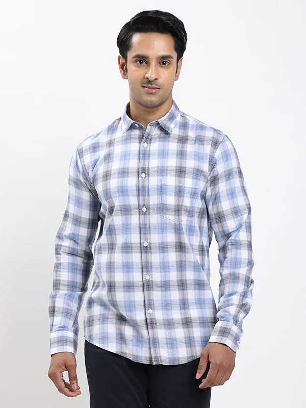 Men Checked Full Sleeve Cotton Shirt Minimalist Fit