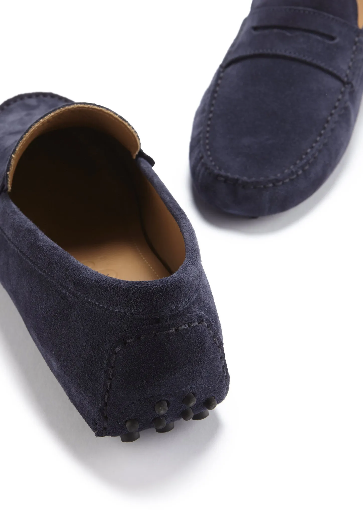 Penny Driving Loafers, navy blue suede Heel Hug Bright Guard