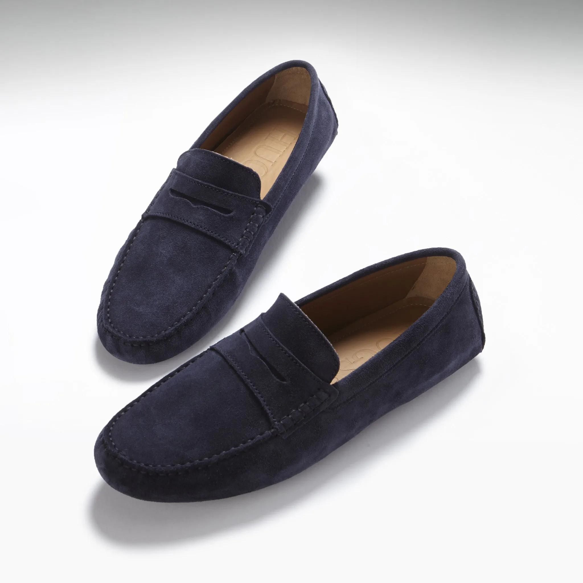 Versatile Walk. Lace   Up Penny Driving Loafers, navy blue suede