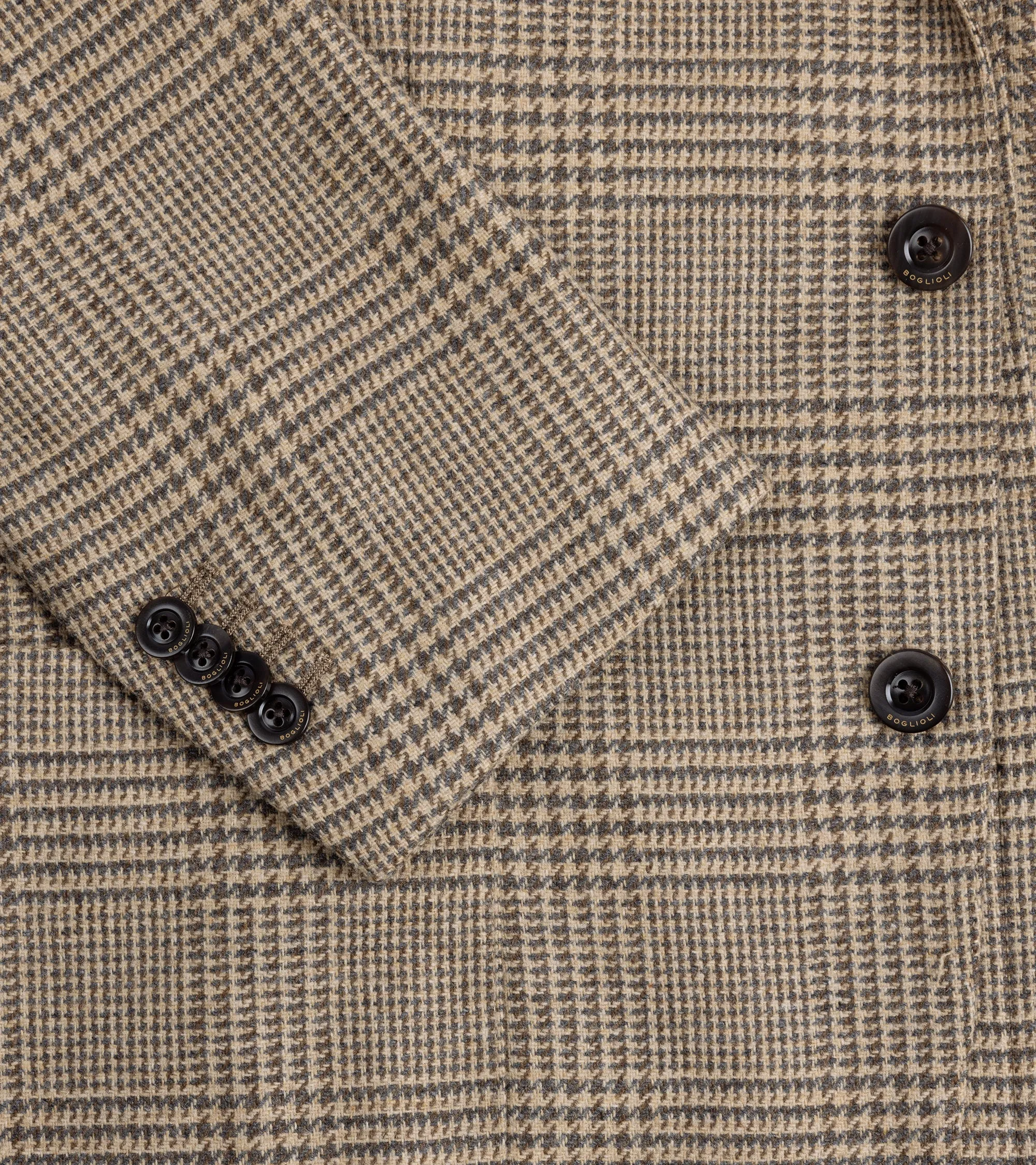 Street Comfort Fit TearResistantOuter Boglioli Wool Mix Prince of Wales Check K Jacket: Tan/Olive