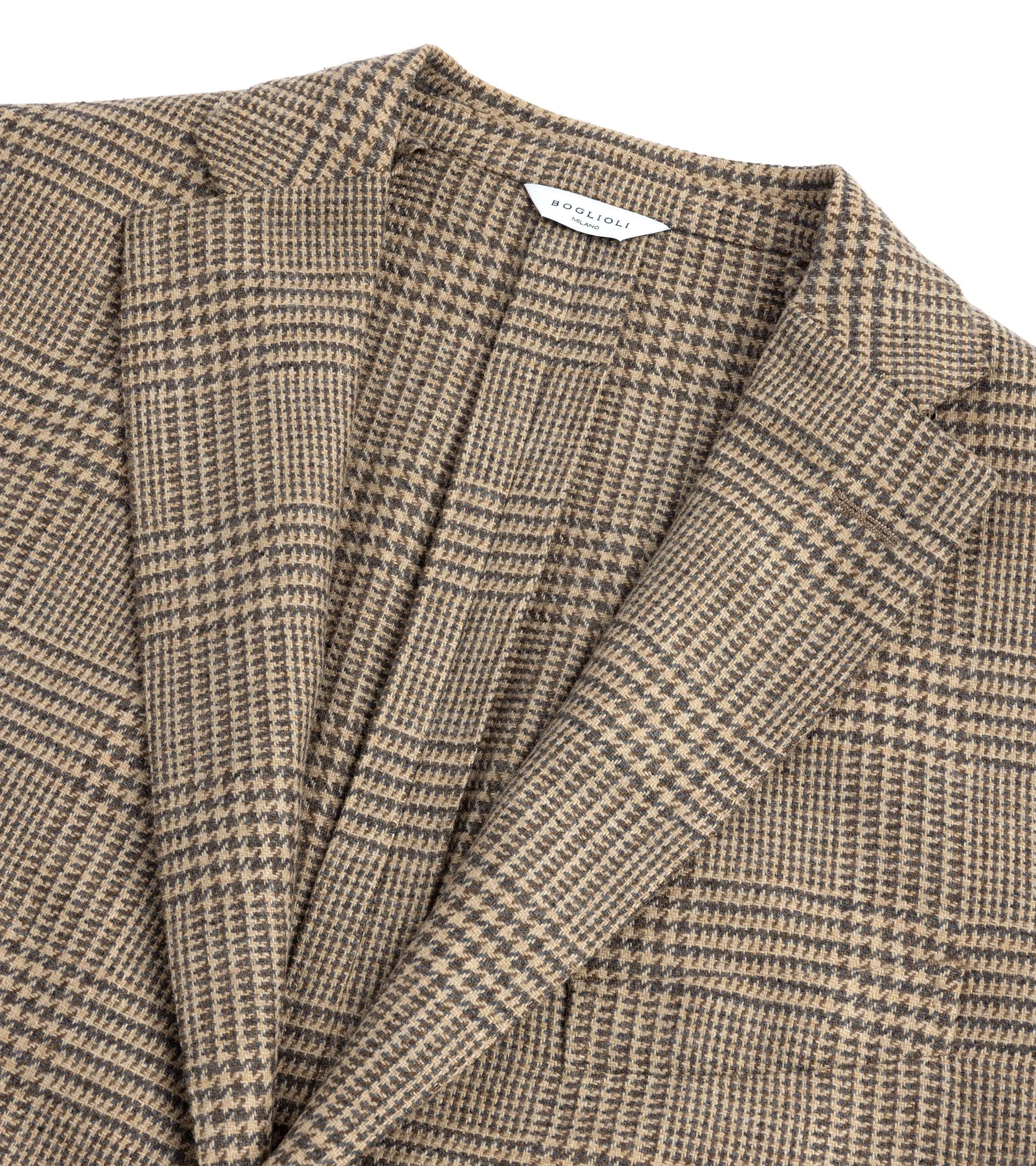 nylon blend ReinforcedSeams Boglioli Wool Mix Prince of Wales Check K Jacket: Tan/Olive