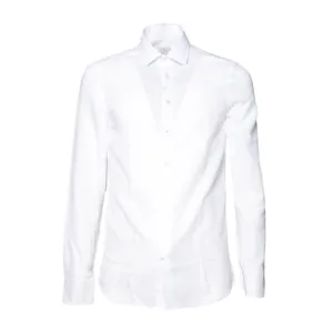 White Jacquard Cotton Shirt Simple Style Road Trip Ready