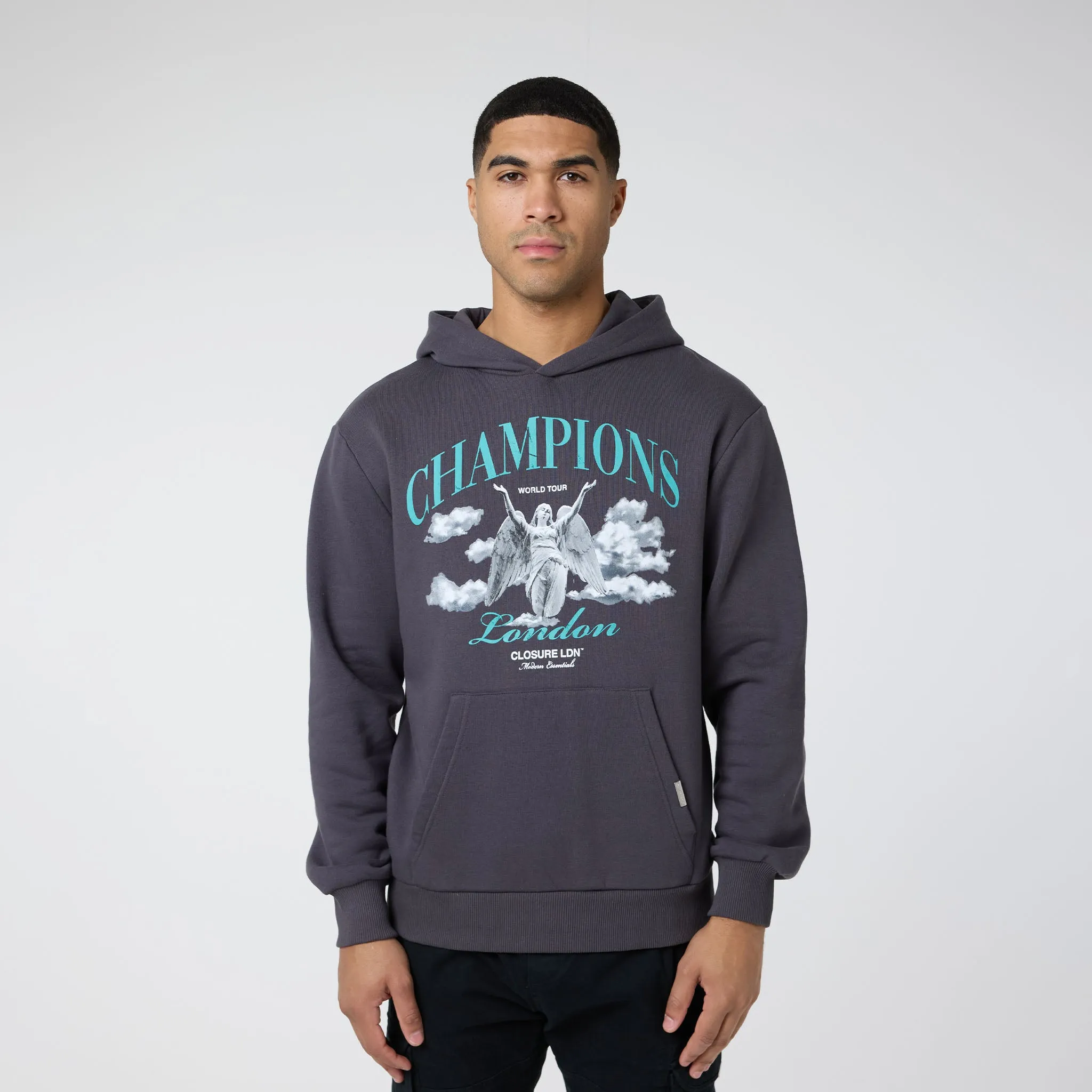 Matte Finish Collared Champions Hoodie | Charcoal