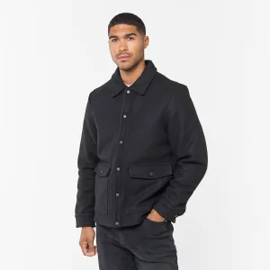 Wool Button Up Overshirt | Black Casual Feel