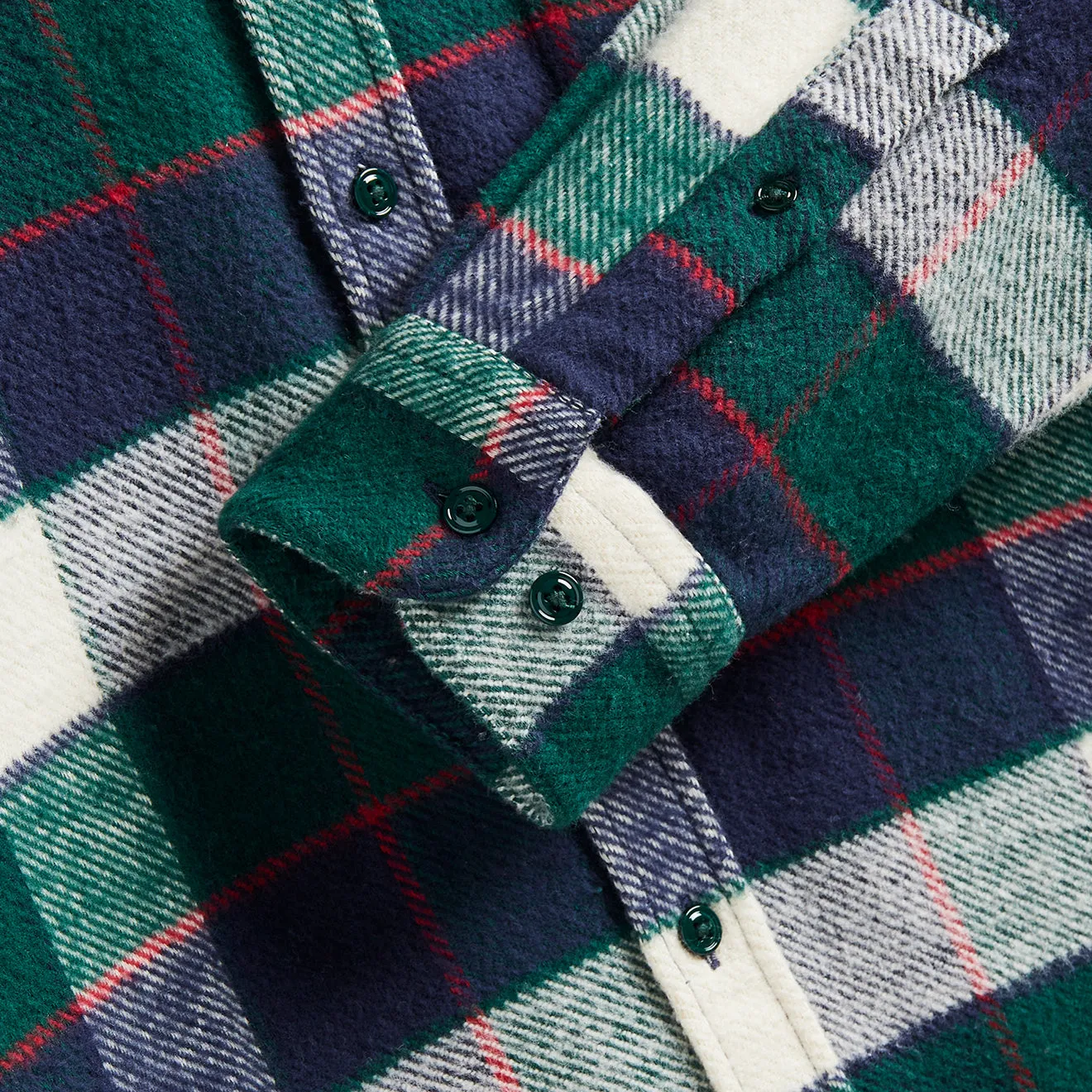 Portuguese Flannel Bottle Shirt Green / Blue Sporty Appeal Quick Release Placket