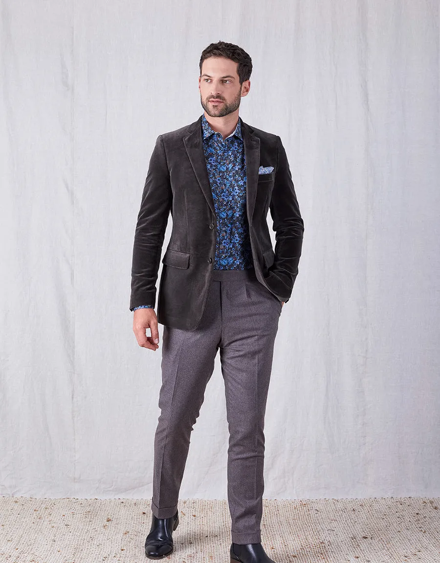 Evans Taupe Grey Flannel Trouser Tight Fit