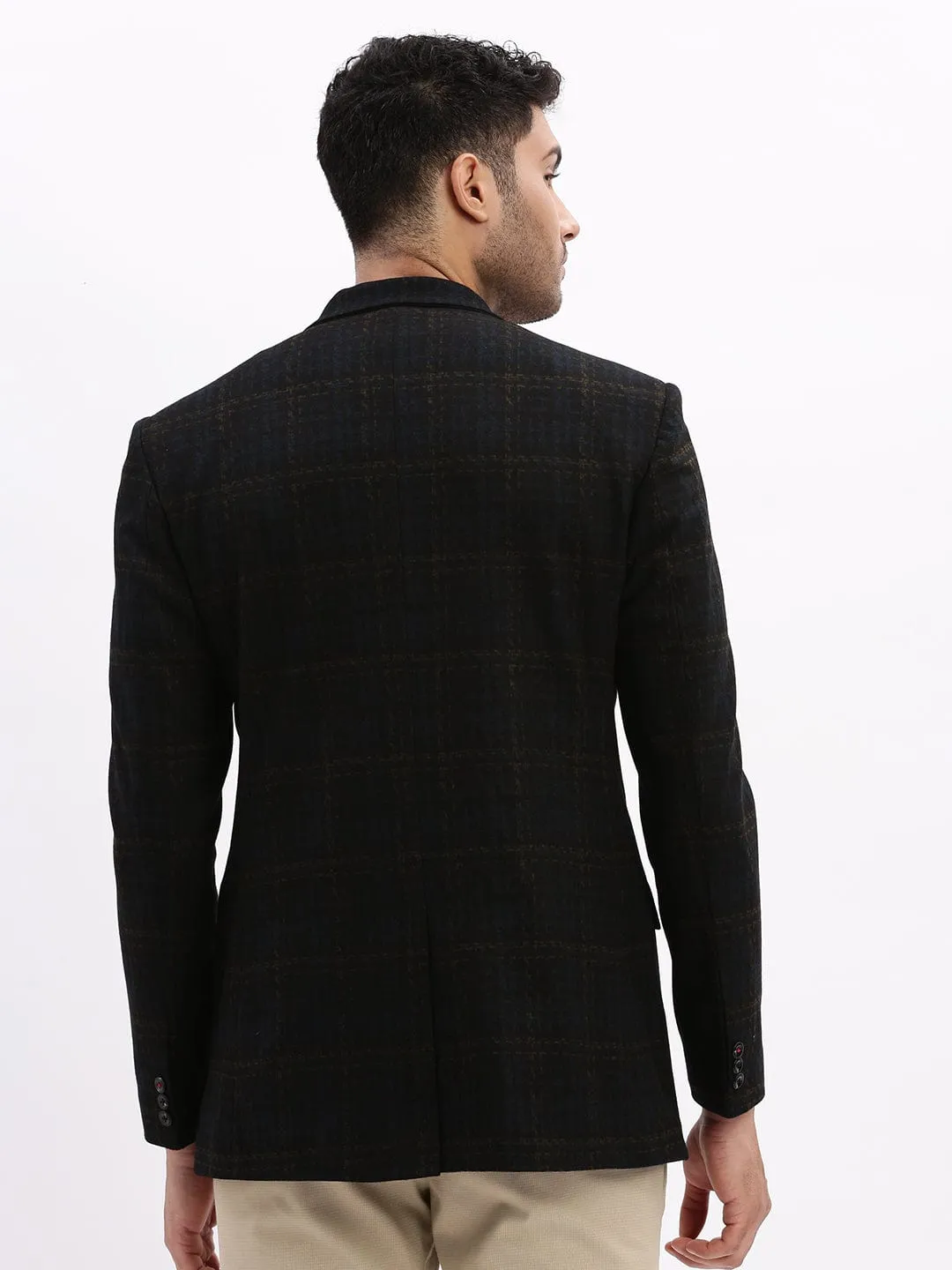 Windbreaker Style Everyday Layer Style Men's Printed Navy Blue Single Breasted Blazer