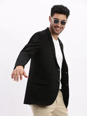 Men's Printed Navy Blue Single Breasted Blazer FlexibleFit Noise Free Material