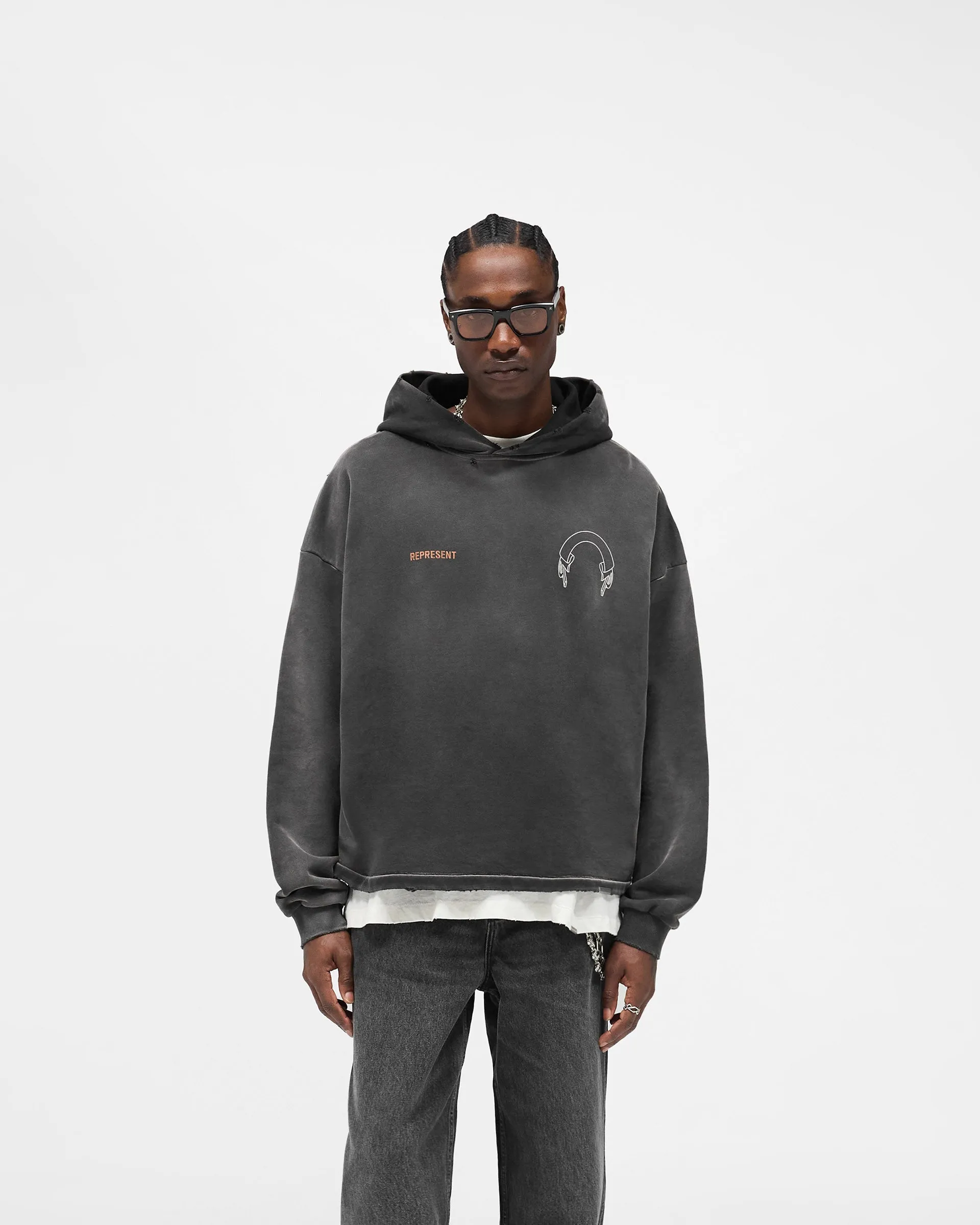 Represent Banner Hoodie - Stained Black Comfortable Design product neon energy