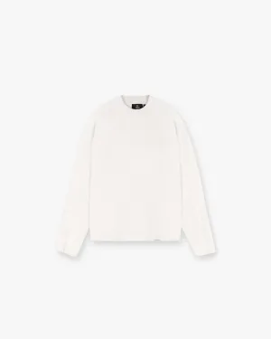 Soft Knit Waffle Long Sleeve T-Shirt - Flat White