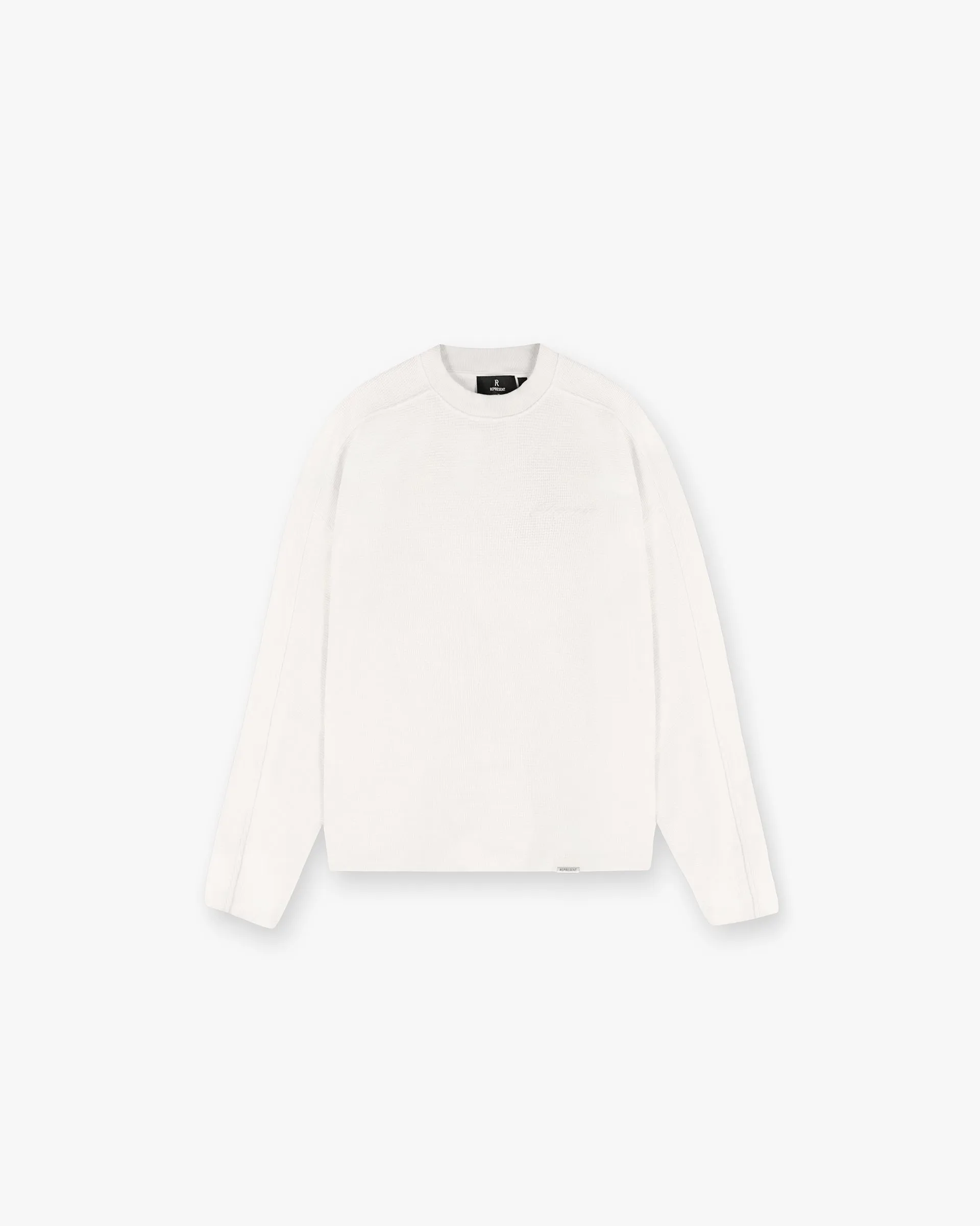 Soft Knit Waffle Long Sleeve T-Shirt - Flat White