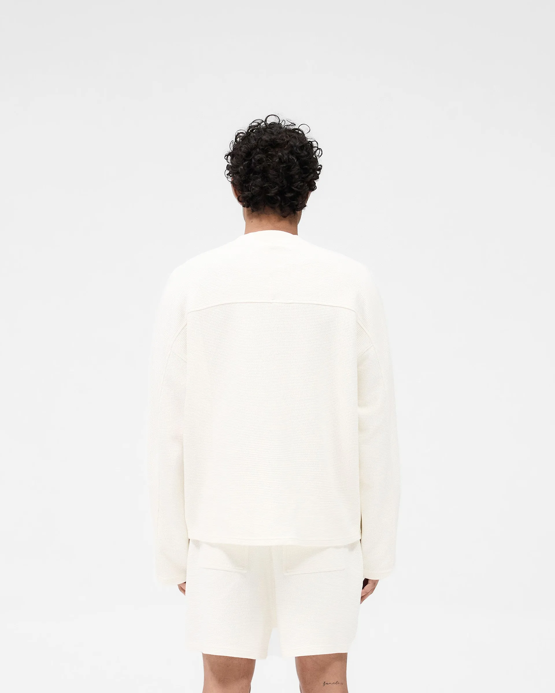 Active Fit regular but not boring Waffle Long Sleeve T-Shirt - Flat White