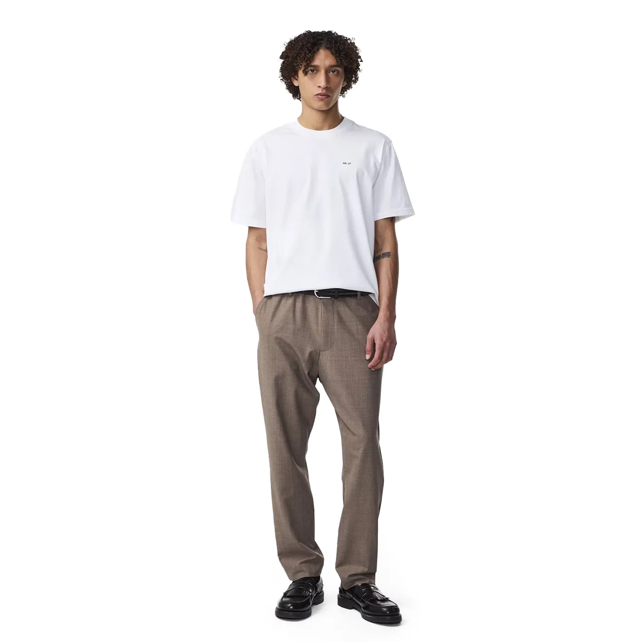 Fashion-Ready Breathable Mesh Panels NN07 Adam Casual Logo Pima T-shirt White