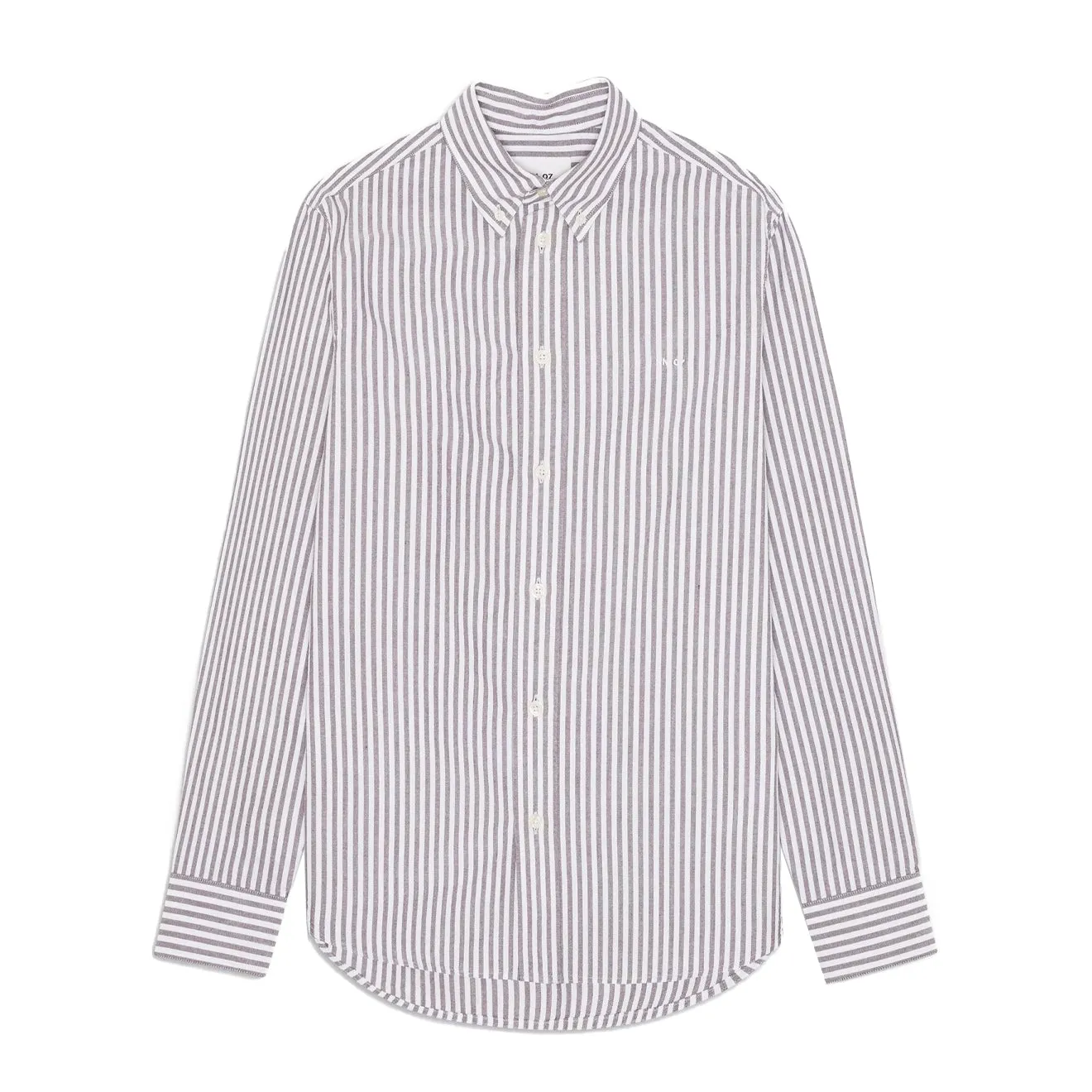 Casual Design EasyCare Fabric NN07 Colby BD Logo Regular Fit Oxford Shirt Brown Stripe