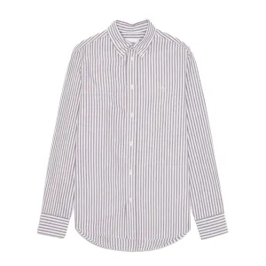 Casual Design EasyCare Fabric NN07 Colby BD Logo Regular Fit Oxford Shirt Brown Stripe