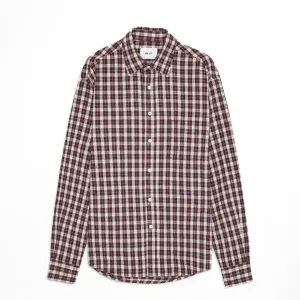 NN07 Deon Flannel Shirt Wine Check Timeless Wardrobe