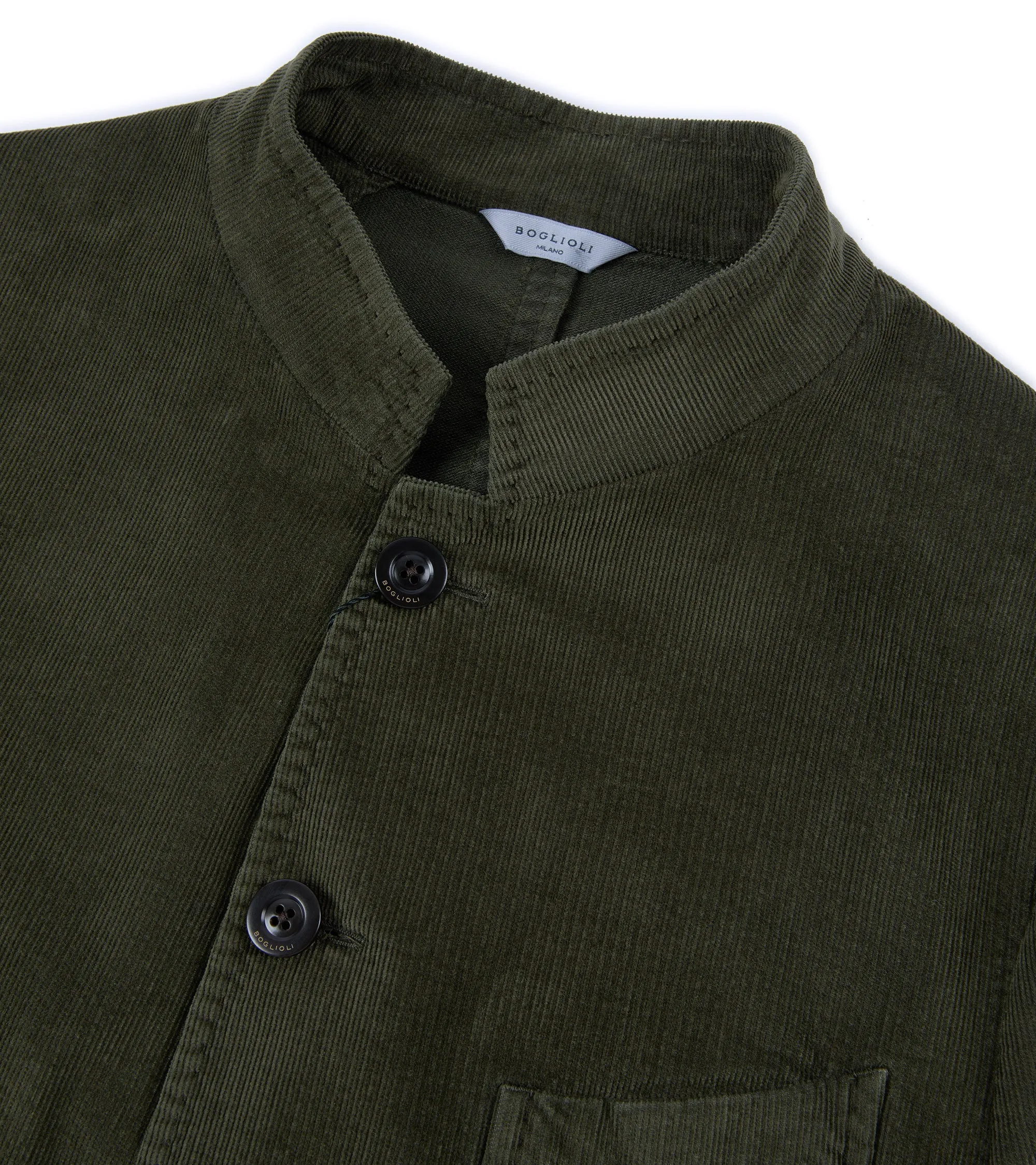 Pocket Details Extra Layer Piece Boglioli Cotton Corduroy Gassman Jacket: Olive