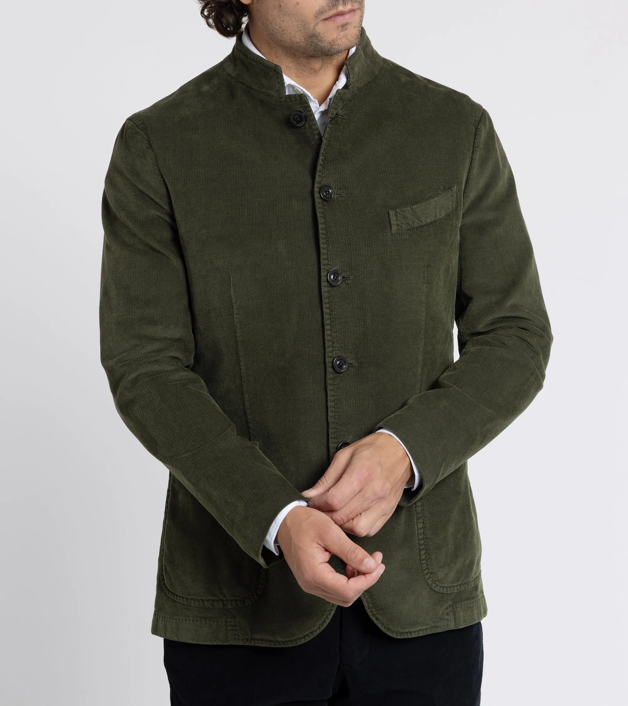 Ergonomic Articulation All Weather Adaptability Boglioli Cotton Corduroy Gassman Jacket: Olive