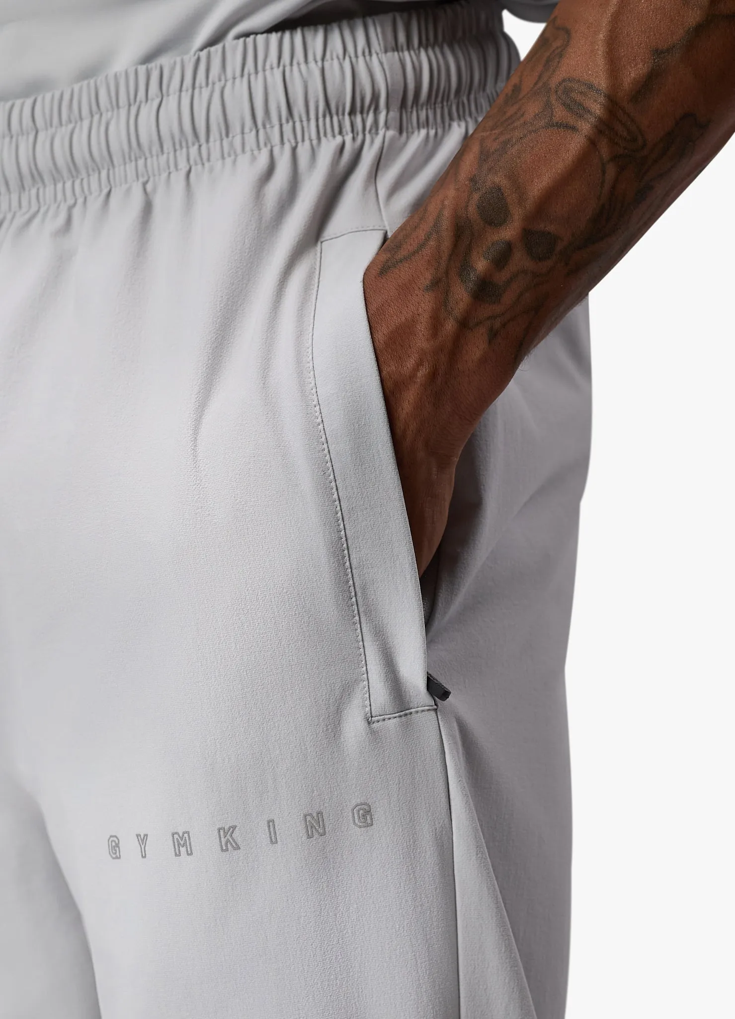 Non Tapered Leg Durable Hemming Gym King React Woven Pant - Light Grey