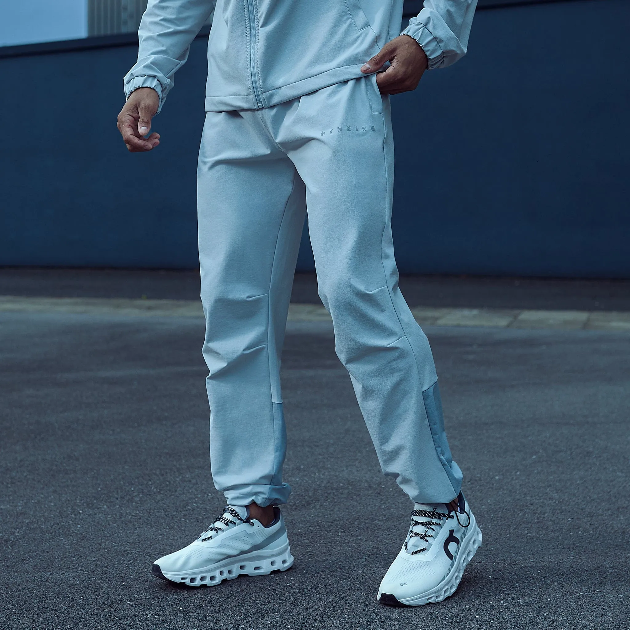 Gym King React Woven Pant - Light Grey tailored look SturdyBeltLoops