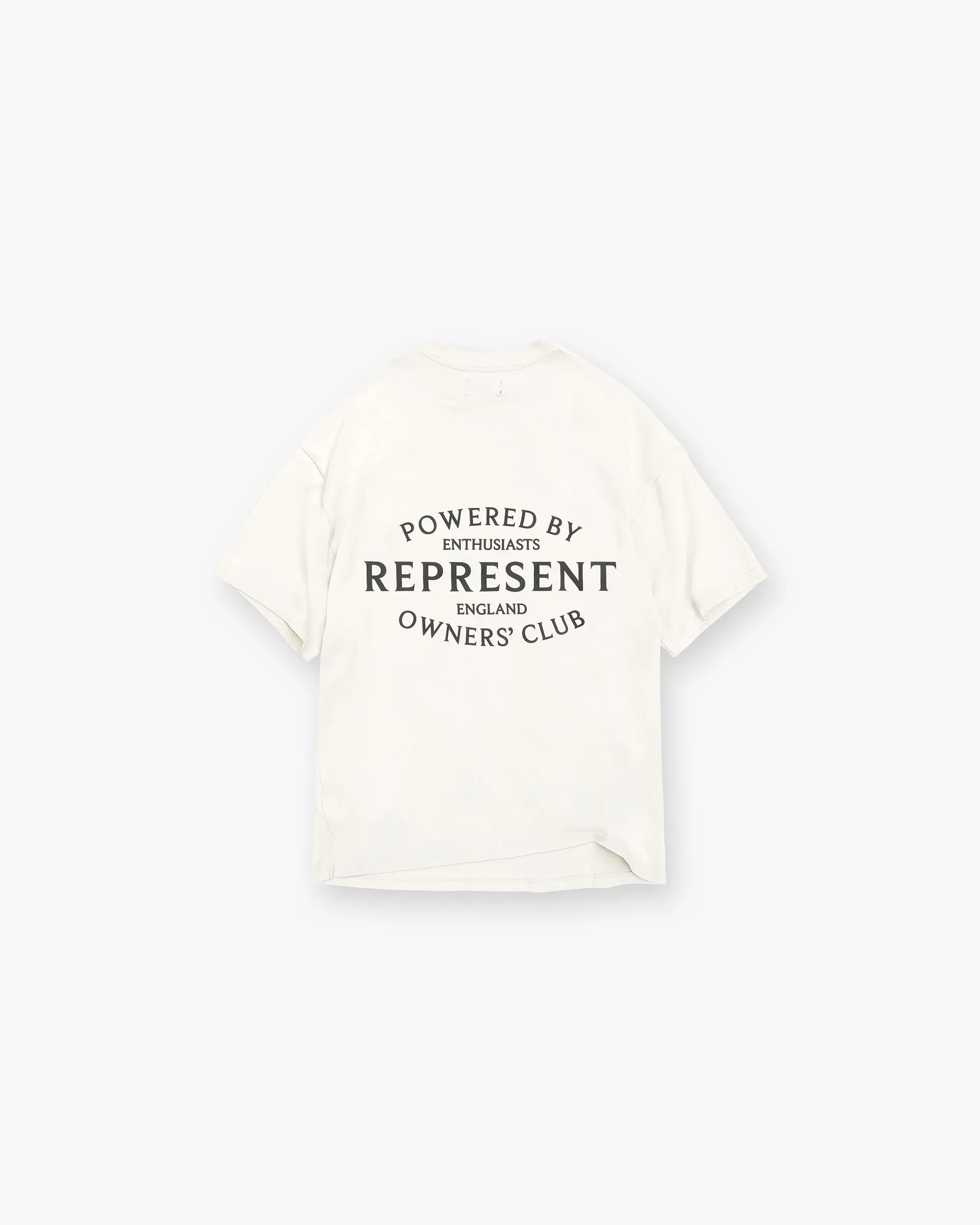 Represent Owners Club Stamp T-Shirt - Flat White Flexible Ribbed Neckline coordinate with other items