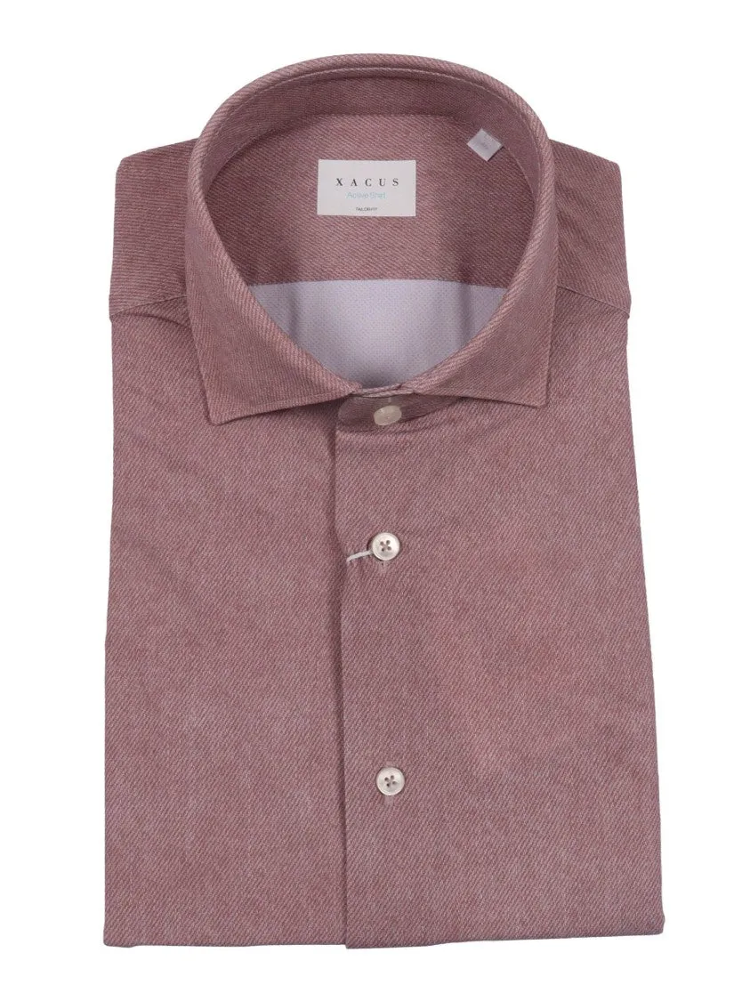 Subtle pattern Refined Herringbone Casual Shirt In Dusty Rose