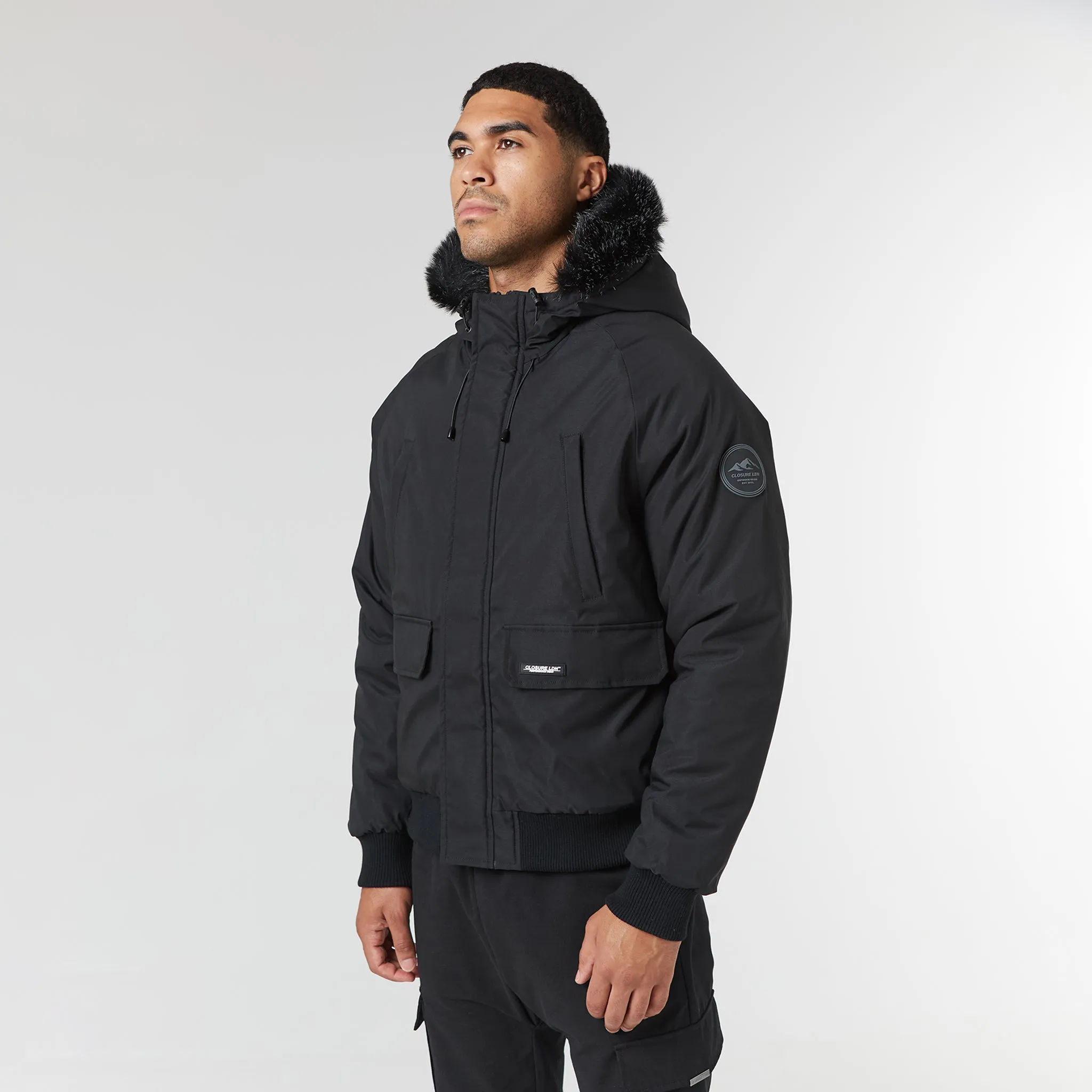 Compact Packability Fur Hooded Jacket | Black
