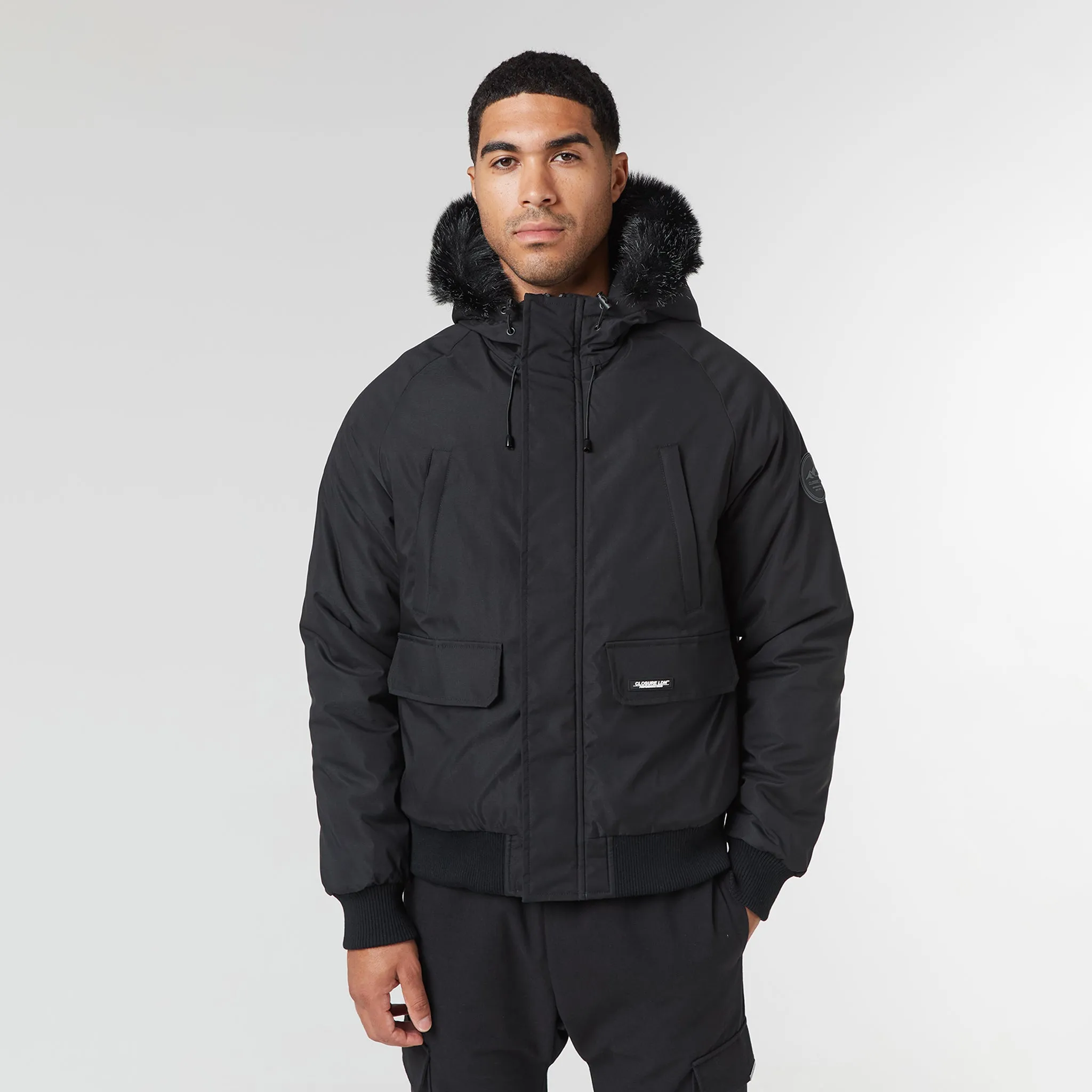 Fur Hooded Jacket | Black Water Resistant Design Casual Street Style