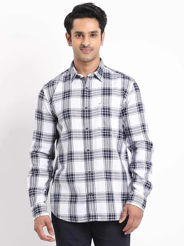 Men Checked Full Sleeve Cotton Shirt Ventilated Back