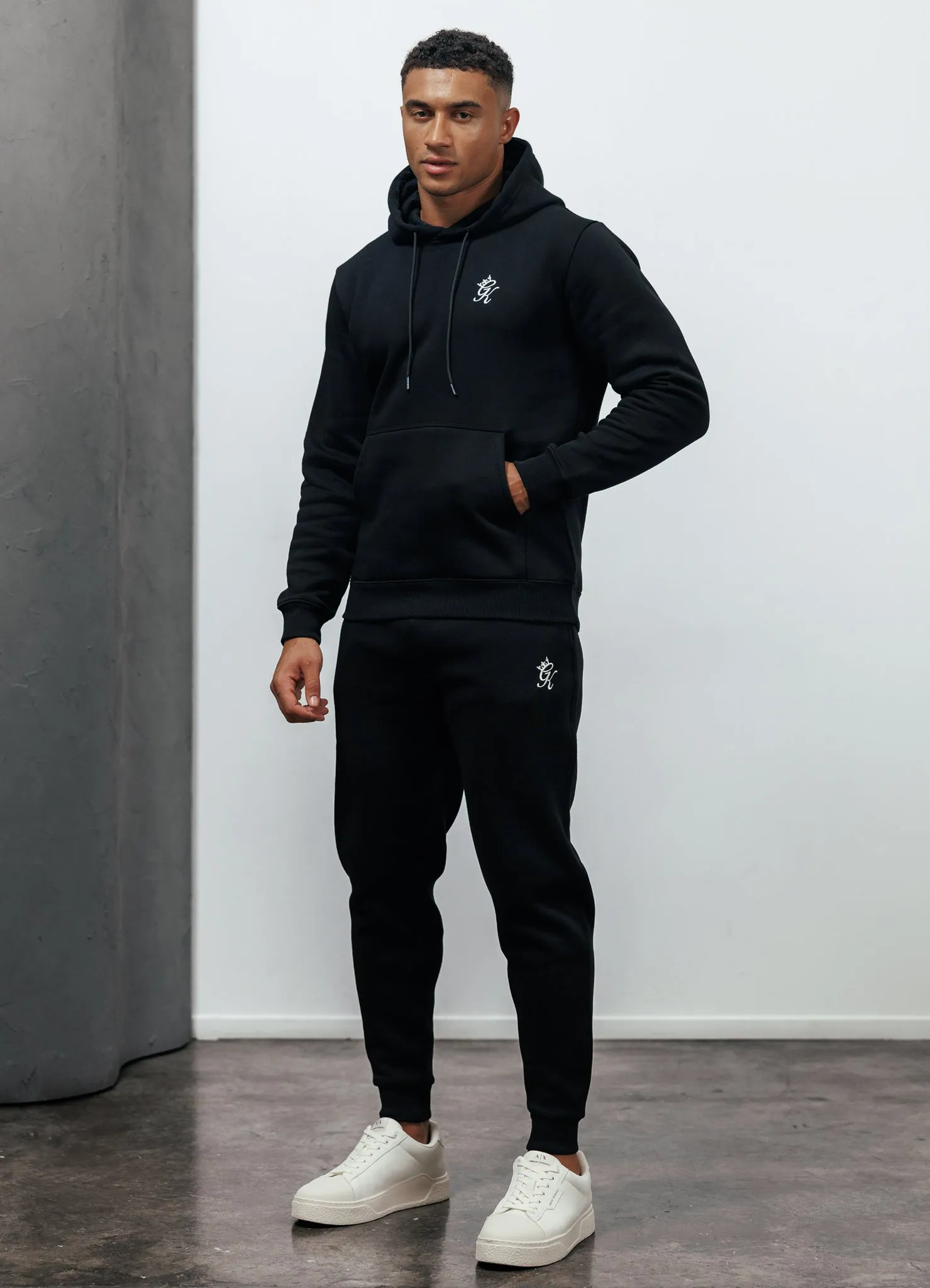 anti slip grip high waisted Gym King Fundamental Fleece Jogger - Black