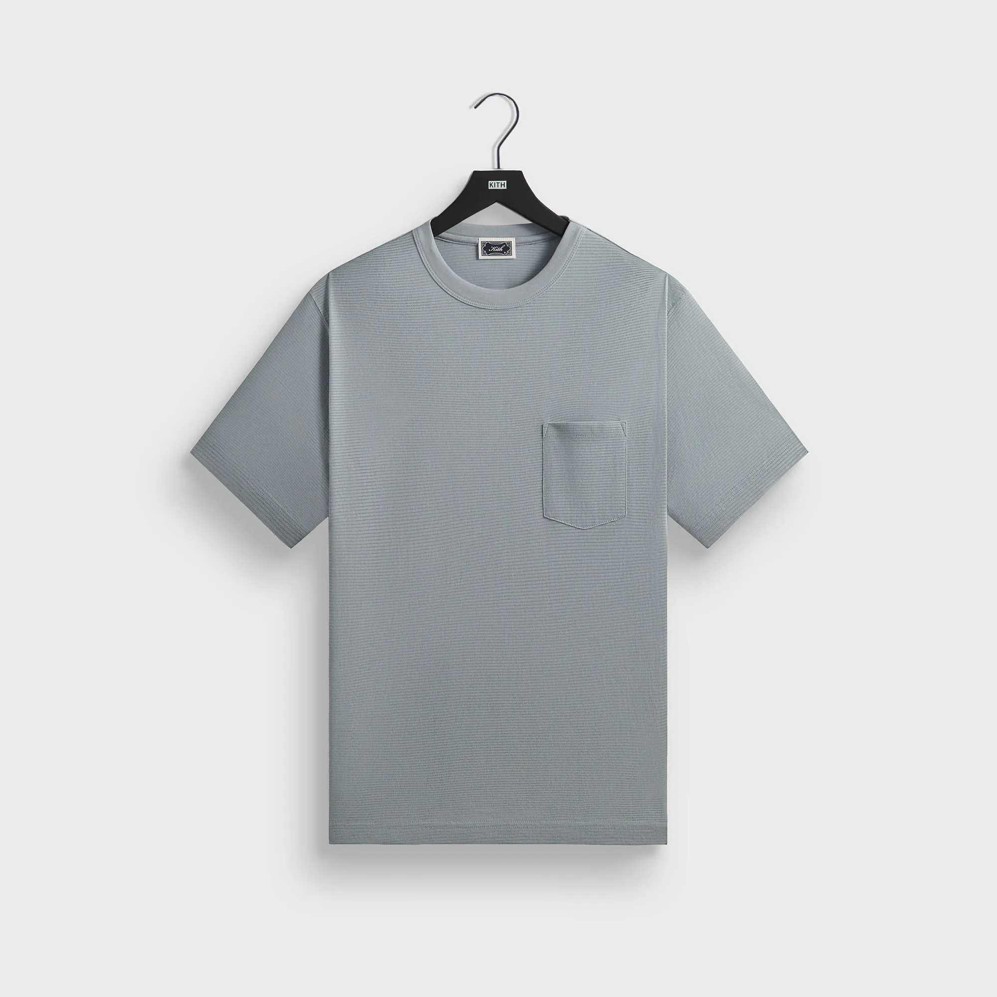 Kith Pointelle Mesh Leonard Pocket Tee - Light Indigo Vintage Look Trendy Vibe