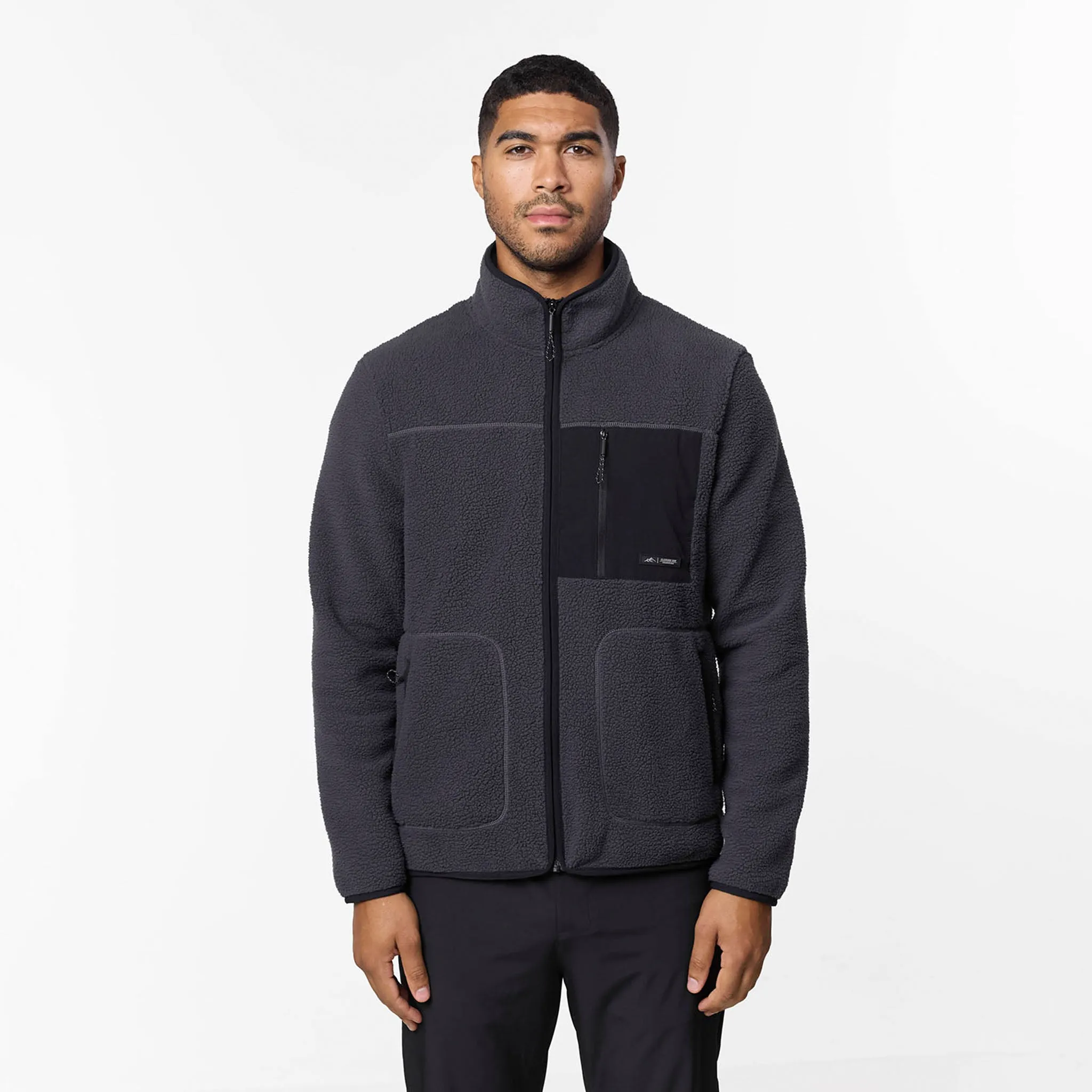 Weekend Style Non Iron Fabric Tech Borg Tech Zip Through Jacket | Dark Grey