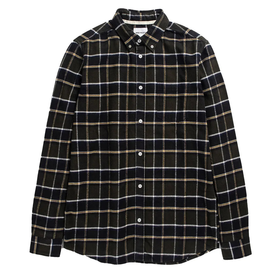Durable Material Fashion Comfort Norse Projects Anton Brushed Flannel Check Shirt Beech Green