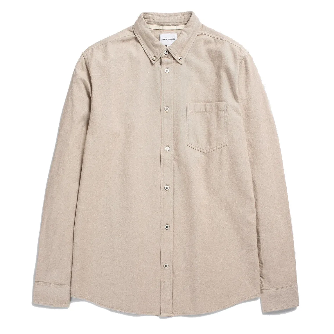 Norse Projects Anton Brushed Flannel Shirt Utility Khaki Corporate Wear