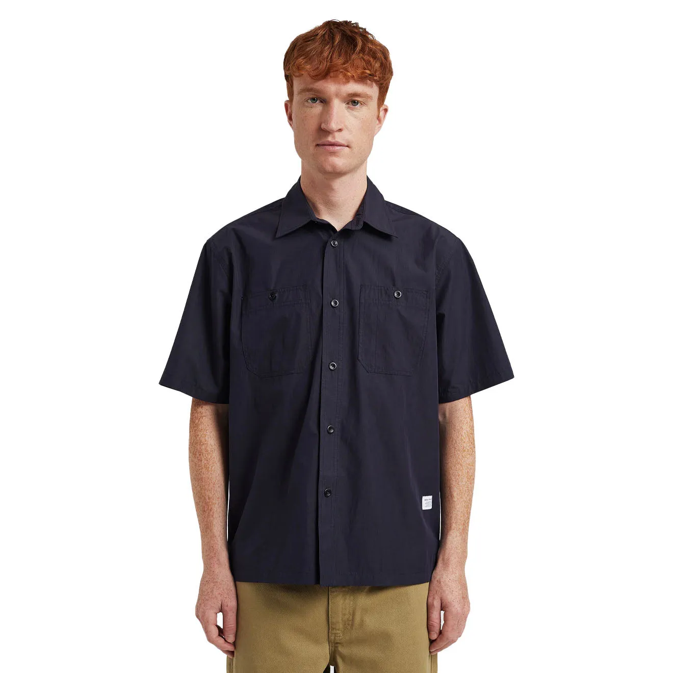 Loose Comfort Norse Projects Ivan Tech Poplin SS Shirt Dark Navy