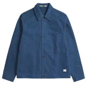 high-low hem EasyCare Fabric Norse Projects Marcus Canvas Overshirt Workwear Blue