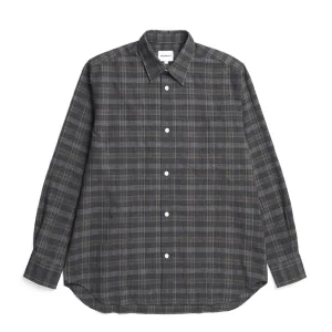 Norse Projects Ole Oversized Wool Check Shirt Charcoal Grey Non Irritating Seams