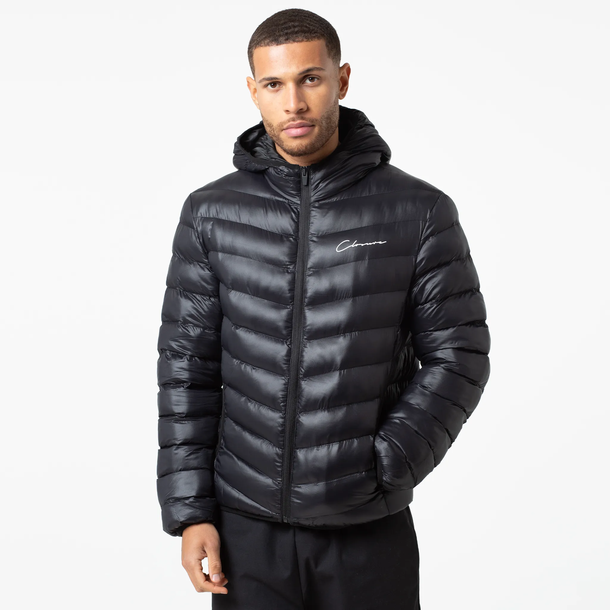 Slim Puffer Jacket | Black Fire Retardant Treated Fabric