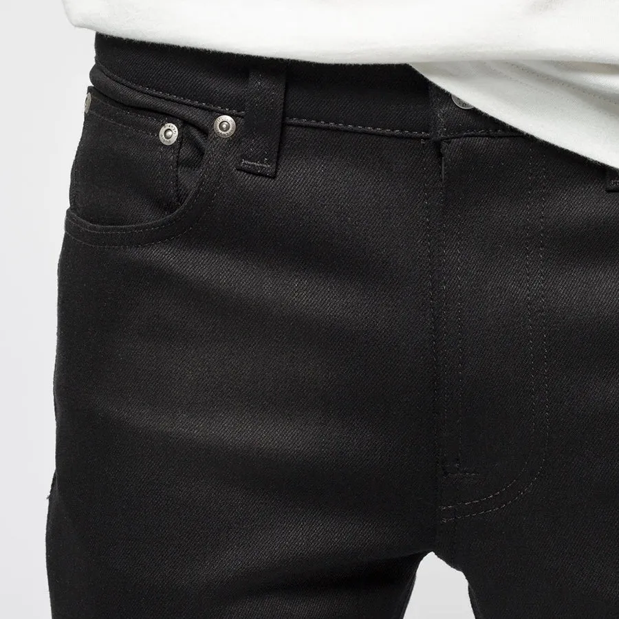 Nudie Jeans - Lean Dean Jeans in Dry Everblack Street Fashion Breathable Relaxed Fit Waist